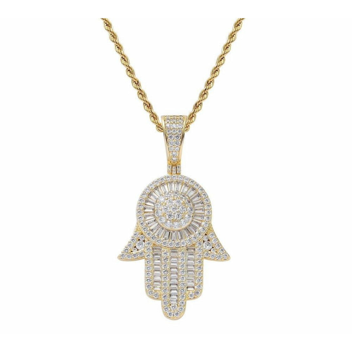 Large 18k Gold Hamsa Pendant